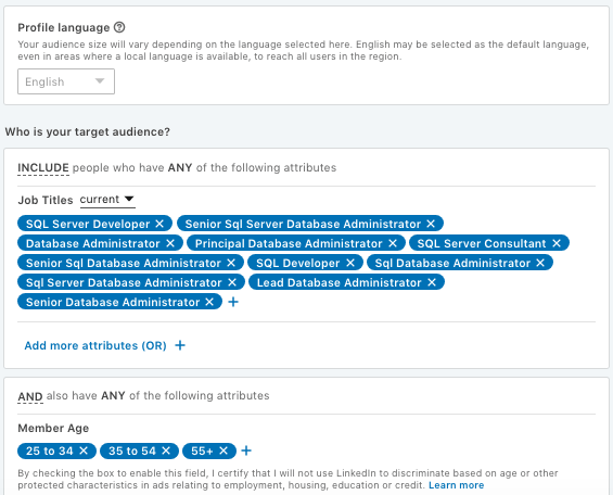 LinkedIn B2B marketing targeting example